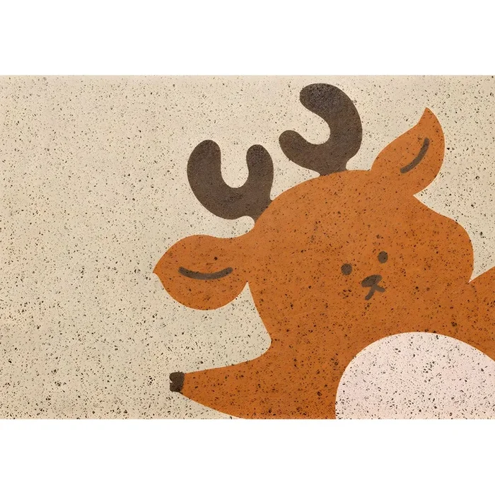Tapete PVC Antideslizante Estilo Infantil Alfombra Multicolor con Patrón de Animal para Entrada, Mascota Amigable – Caqui 40 x 60 cm