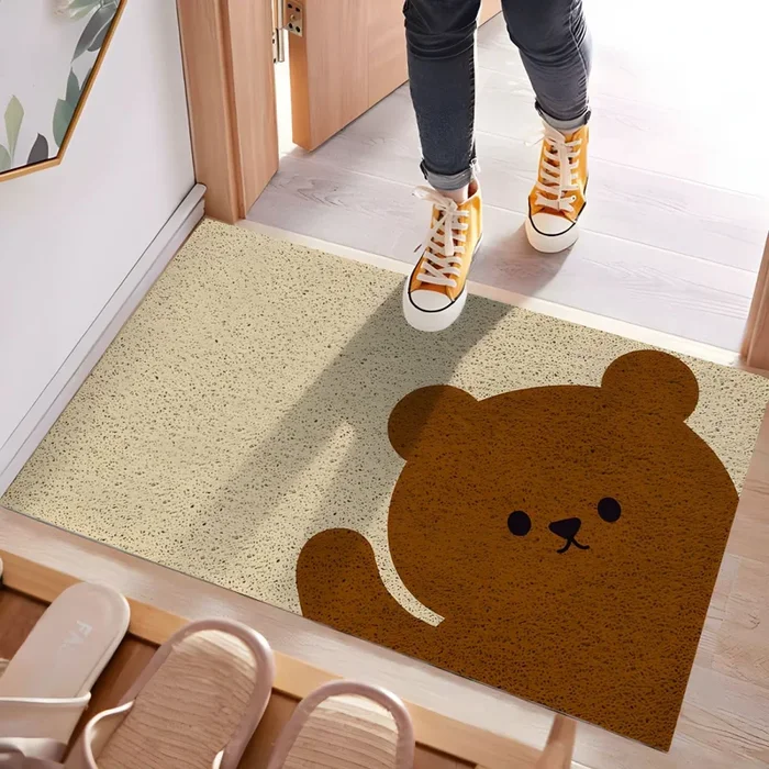 Tapete PVC Multicolor Estilo Infantil Alfombra Antideslizante con Pintura de Animal para Entrada – Beige 120 x 120 cm