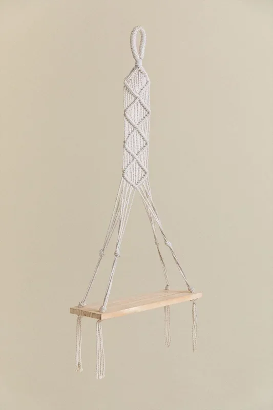 Tapiz con Estante de Pared en Macramé Donovan Beige Crema – SKLUM