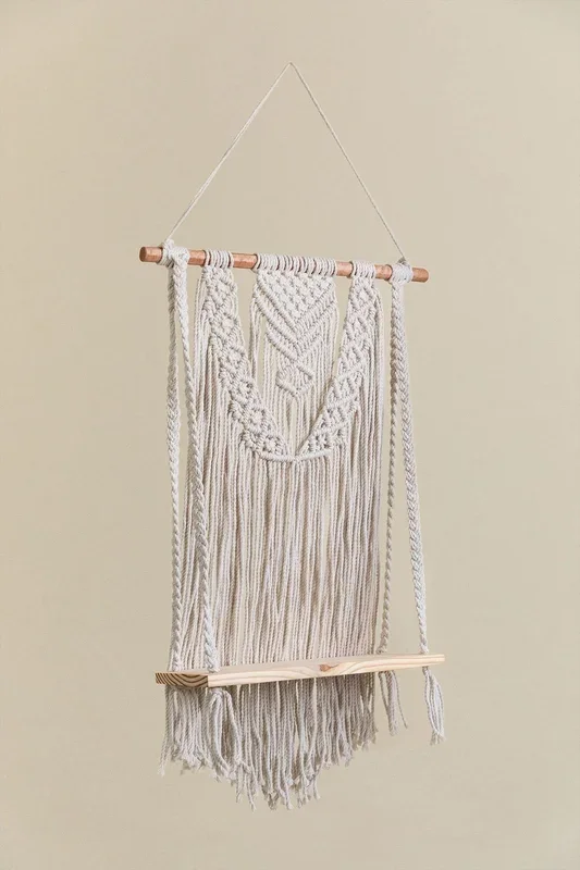 Tapiz con Estante de Pared en Macramé Nicator Beige Crema – SKLUM