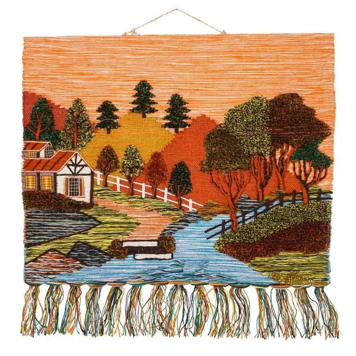 Tapiz de yute tejido decorativo 100x80cm