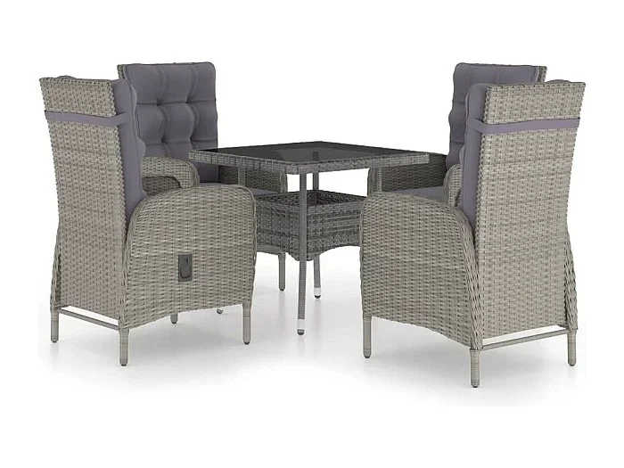 Tatum Muebles de jardín 5 piezas ratán sintético y vidrio gris