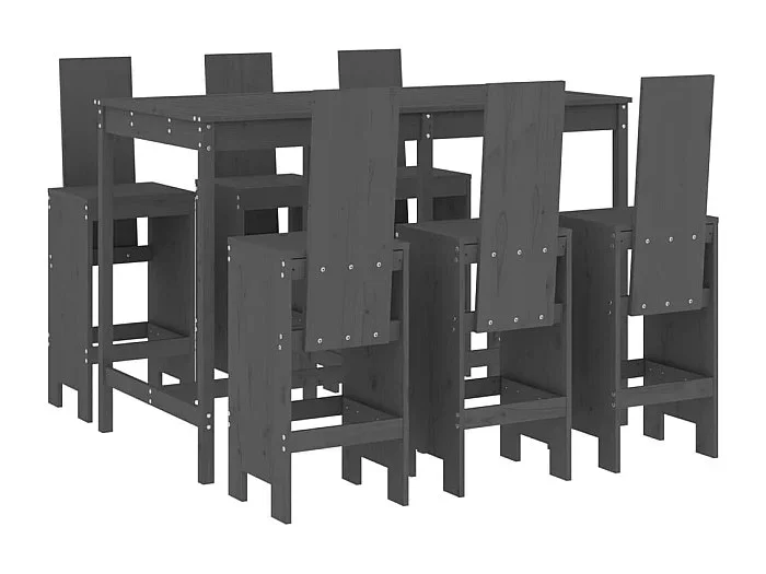 Telvor Set de mesa y taburetes altos jardín 7 piezas madera pino gris