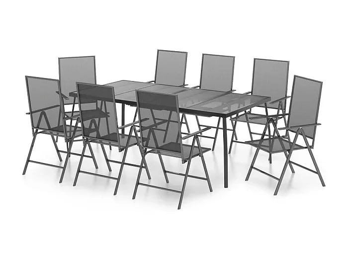 Terina Juego de comedor de jardín 9 piezas acero gris antracita