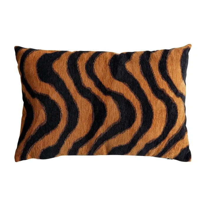 Tigre Cojín, de Chenilla, en color Marrón, de 42x26x10cm – Lastdeco