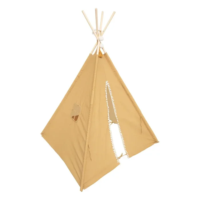 Tipi Infantil Wapi Ocre 120 cm – Enrollable y portátil, en Poliéster y Algodón Tienda Campaña Infantil