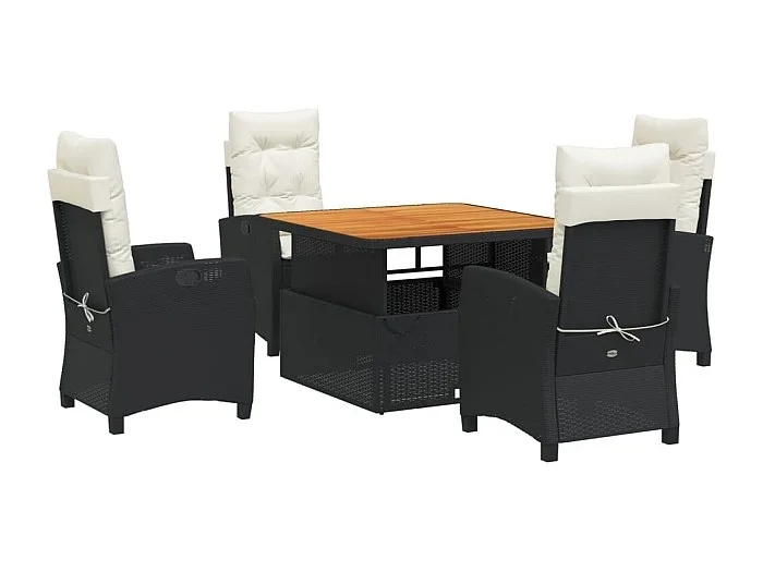 Toby Dean Set de muebles jardín 5 pzas con cojines ratán sintético negro