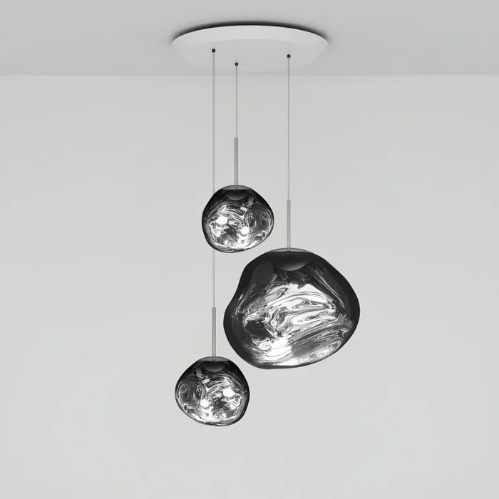 Tom Dixon Lámpara colgante LED Melt Trio redonda, color cromo