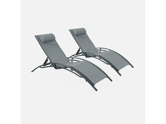 Tumbona de aluminio textileno, set de 2 antracita