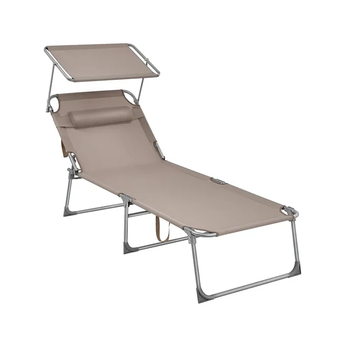 Tumbona Plegable 200 x 71 x 38 cm Gris Oscuro-SONGMICS