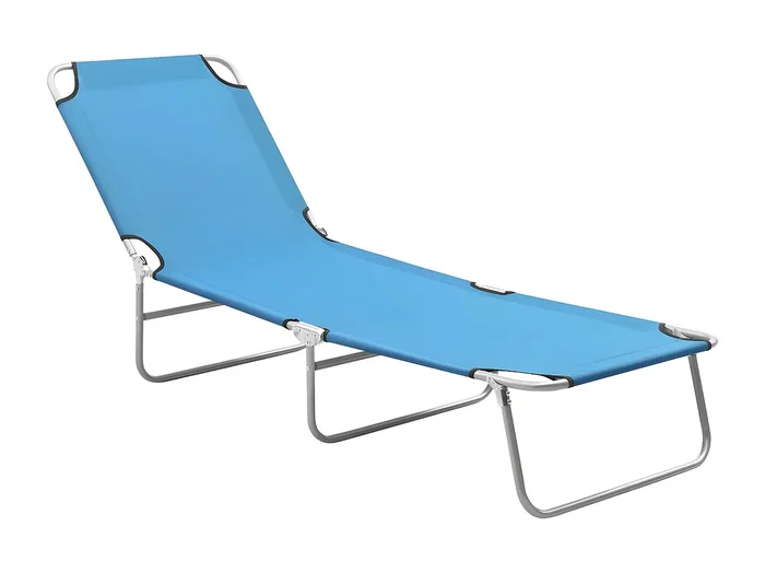 Tumbona plegable de acero y tela azul turquesa ES612667