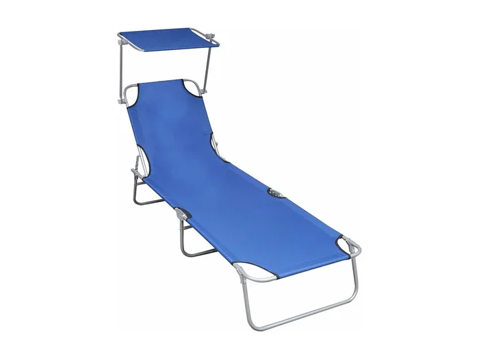 Tumbona tumbona para tomar el sol cama de jardín terraza muebles de exterior plegables con toldo de aluminio azul 02_0012821