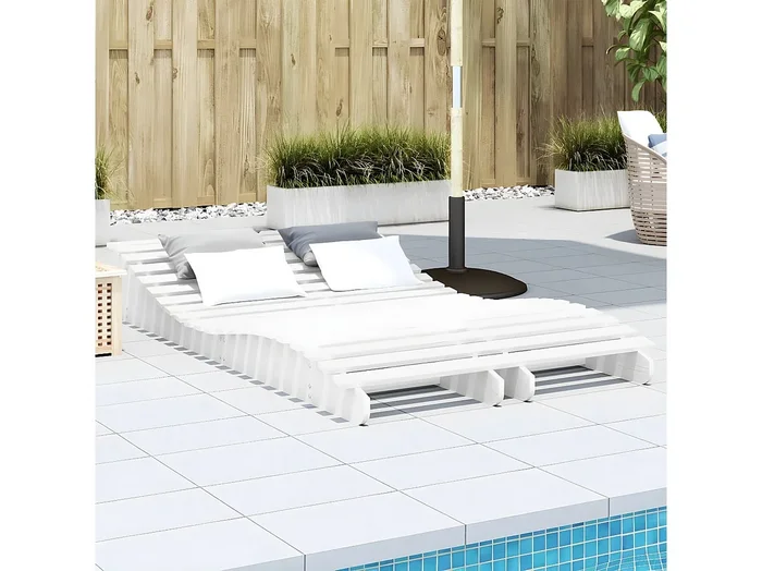 Tumbonas madera maciza de pino blanco 2 unidades 205x60x31,5 cm ES740430
