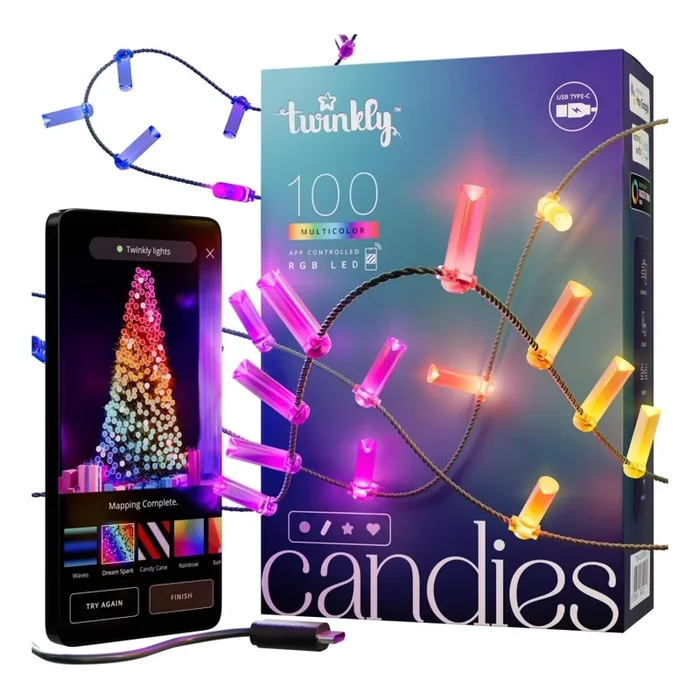 Twinkly – LED RGB Regulable Cinta de Navidad 100xLED 8 m USB Wi-Fi