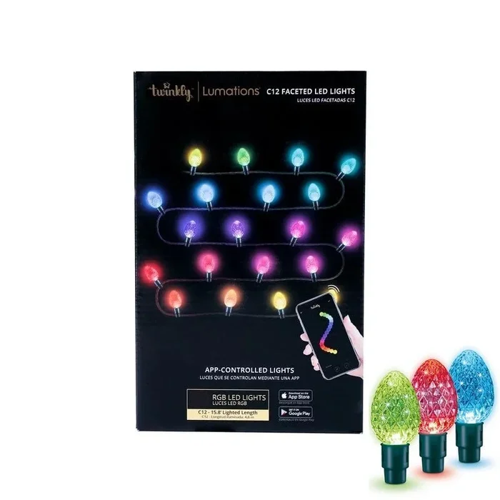 Twinkly – LED RGB Regulable exterior Cinta de Navidad FACETED 80xLED 26,5 m IP44 Wi-Fi
