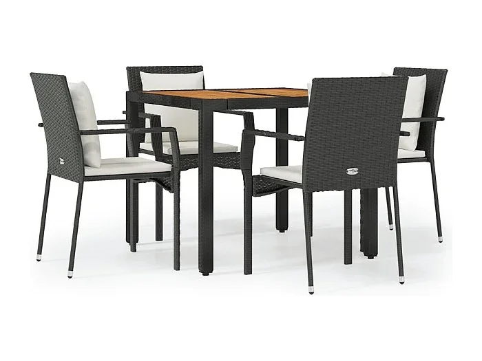 Van Buren Set de muebles jardín 5 pzas con cojines ratán sintético negro