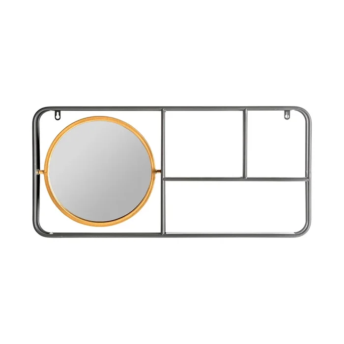 Varese Espejo, de Hierro, en color Gris/Oro, de 74x12x35cm – Lastdeco