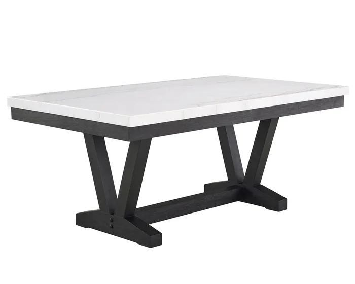 Varley White and Black Genuine Marble Dining Table
