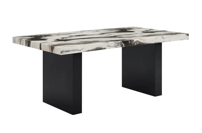 Vega Black and Brown Faux Marble Dining Set