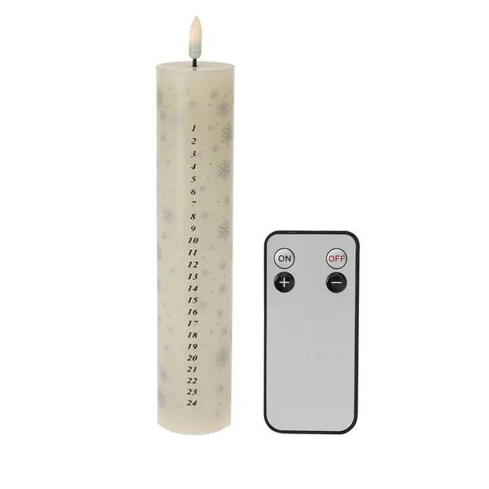 Vela de adviento LED con control remoto y llama blanca cálida Ø25x5cm