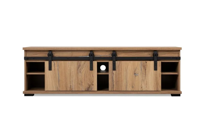 Venprodin – Mueble Tv Manzano Soporte Con Estanteria 160X50X40 Roble
