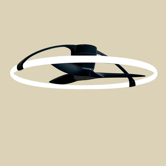 Ventilador de techo LED inteligente Nepal, negro, CC, silencioso