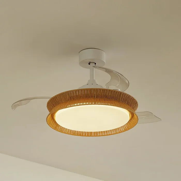 Ventilador LED Lucande Lineta, blanco, cable, Ø 103 cm, silencioso