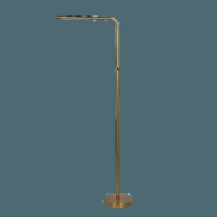 Verve Brassed Gold Floor Lamp with On/Off Switch Adjustable Led Round Base