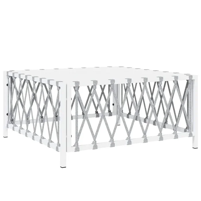 vidaXL Mesa de jardín tela tejida blanco 70x70x34 cm