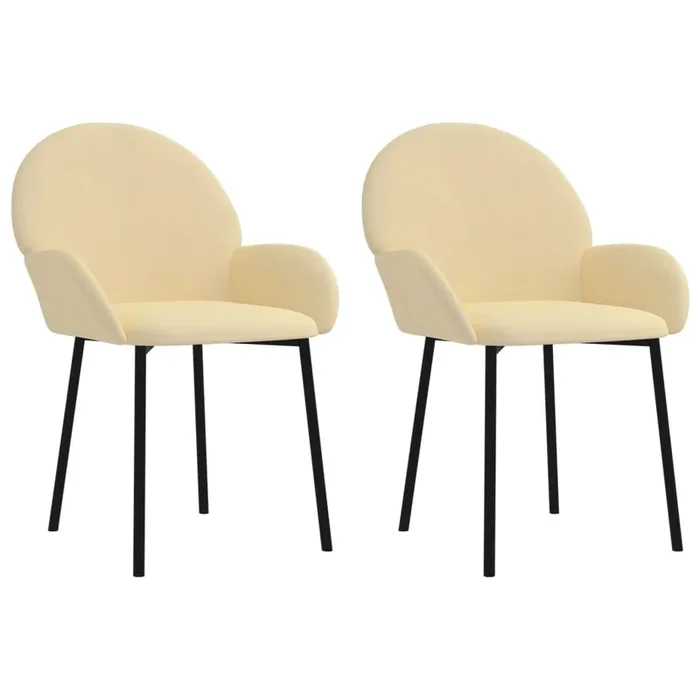vidaXL Sillas de comedor 2 unidades terciopelo crema