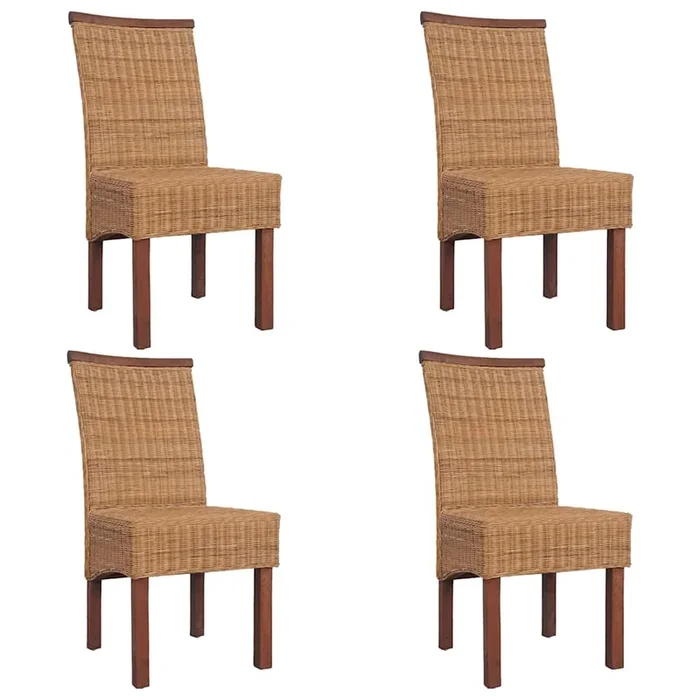 vidaXL Sillas de comedor 4 unidades ratán natural marrón