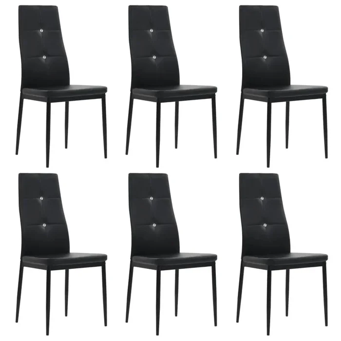 vidaXL Sillas de comedor 6 unidades cuero sintético negro