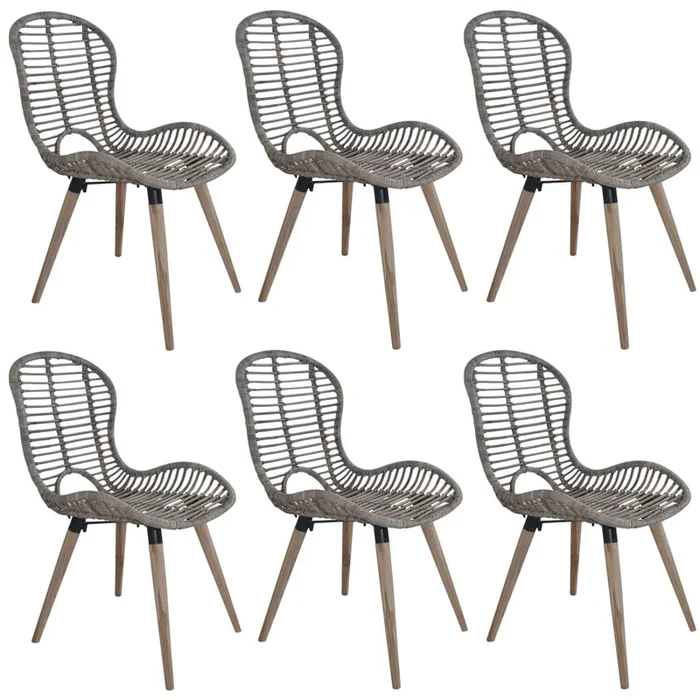vidaXL Sillas de comedor 6 unidades ratán natural marrón