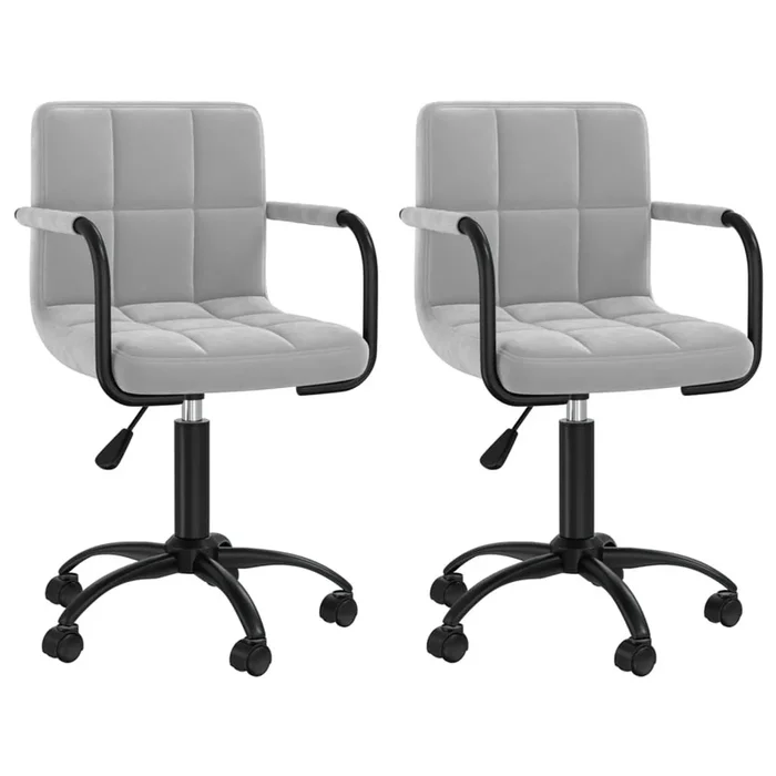 vidaXL Sillas de comedor giratorias 2 uds de terciopelo gris claro