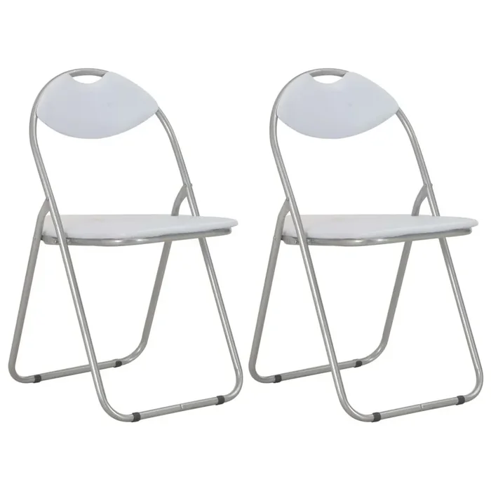 vidaXL Sillas de comedor plegables 2 unidades cuero sintético blanco