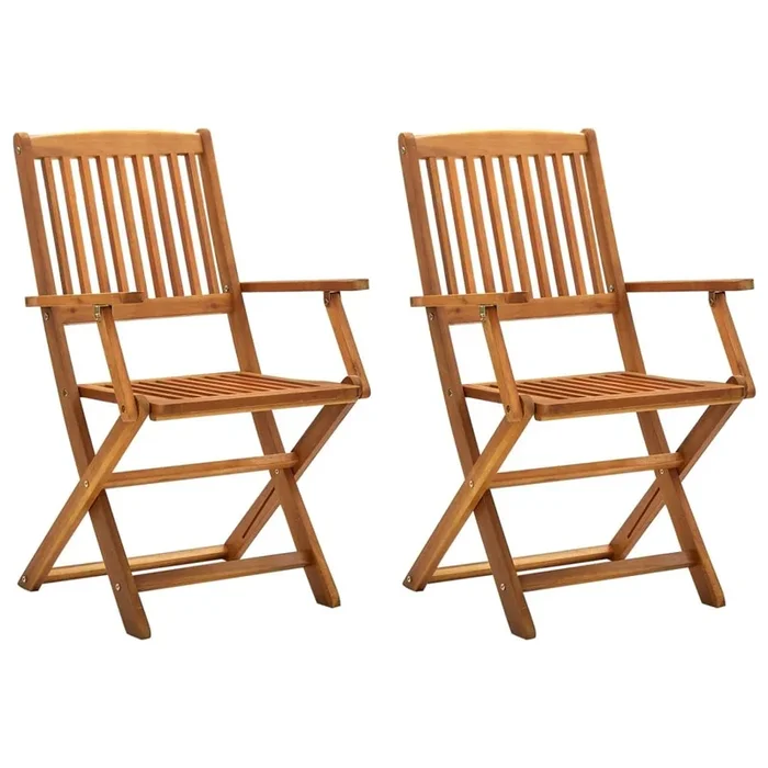 vidaXL Sillas de jardín plegables 2 unidades madera maciza de acacia