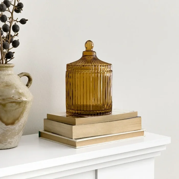 Vidrio ámbar grande Caja Marrón – Kenay Home
