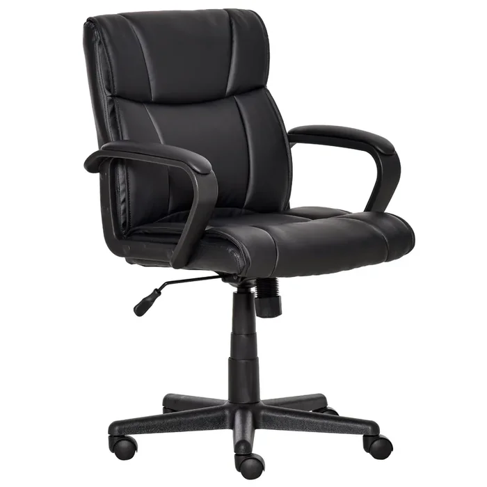 Vinsetto Silla de Oficina Ergonómica Silla de Escritorio Giratoria con Altura Ajustable Asiento Reposabrazos y Respaldo Acolchados de Piel Sintética 61x69x90-100 cm Negro