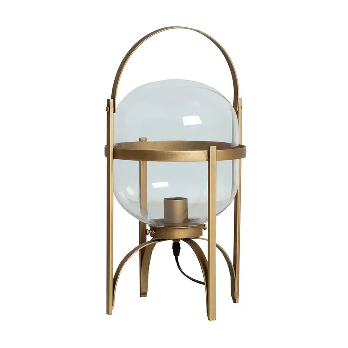 Vische Lámpara de Sobremesa, de Hierro, en color Oro, de 26x26x48cm – Lastdeco