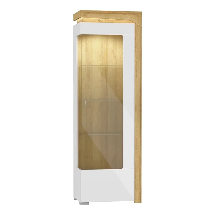 Vitrina 1 puerta apertura a la derecha con LED Teo Blanco y Madera