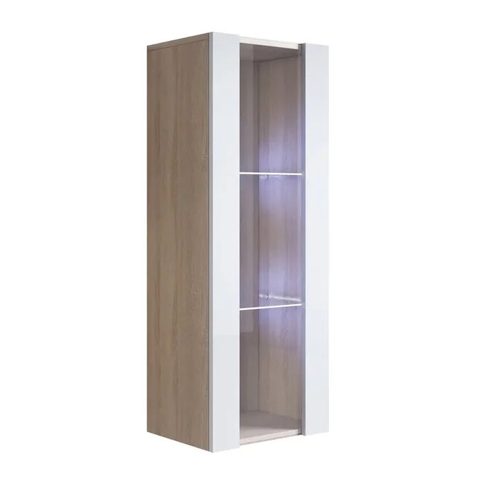 Vitrina Salón comedor Sonoma/Blanco 40x29x126 1 puerta LED Luke V2 Muebles Bonitos