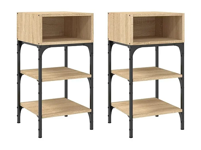 Walo Mesita noche 2 uds madera ingeniería roble Sonoma 35×34,5×70 cm