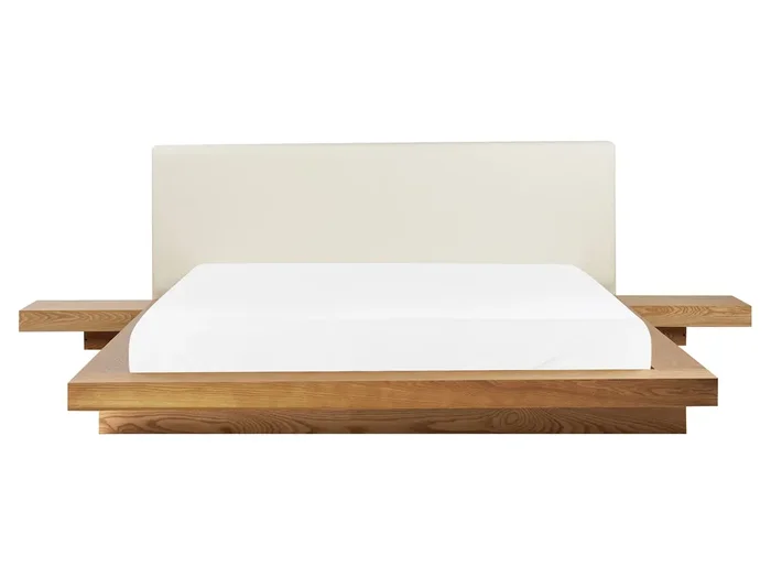 Waterbed Faux Leather ZEN 160 x 200 cm (EU King Size) Natural Ash Wood