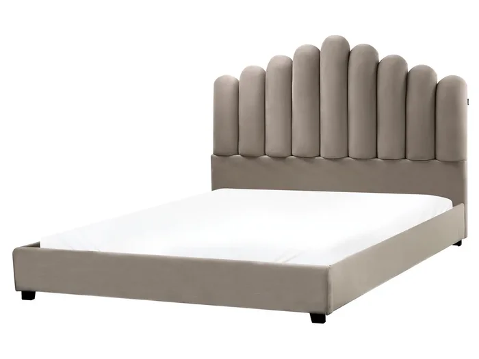 Waterbed Velvet VINCENNES 160 x 200 cm (EU King Size) Taupe