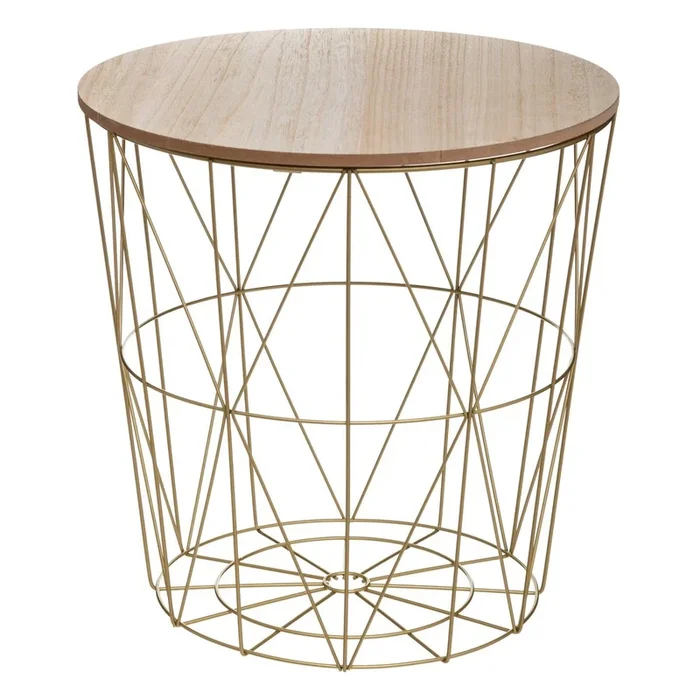 WELL HOME – Mesa auxiliar de metal ‘Kumi‘ dorado Ø40x41cm