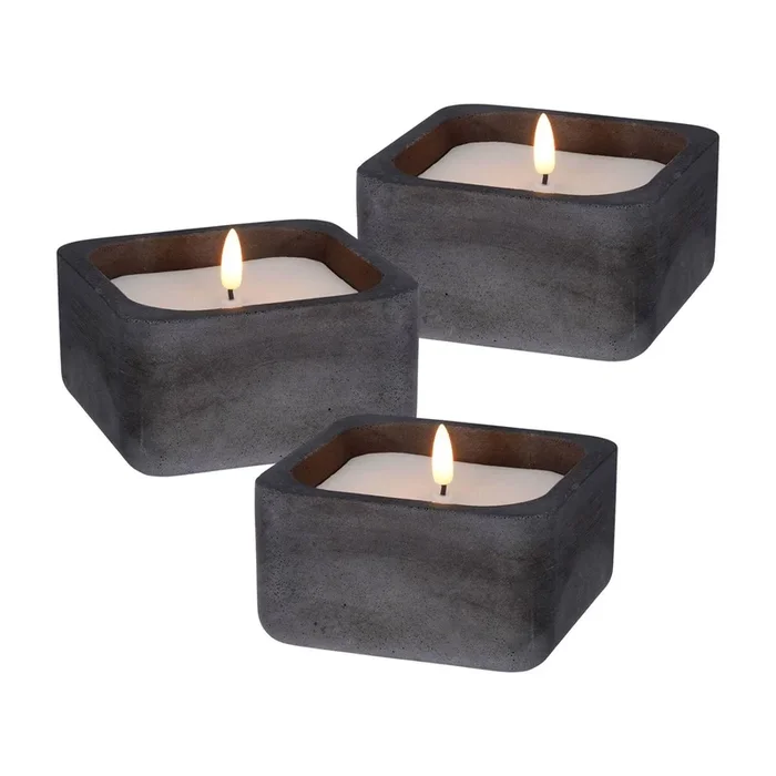 WELL HOME – Pack 3 Velas LED cuadrada negro