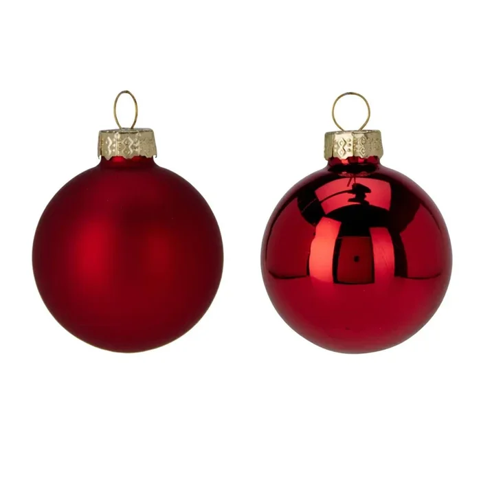 Well Home Juego de 16 Bolas de Navidad color Rojo Ø5cm – Brillantes y mate