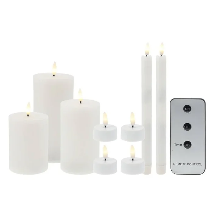 Well Home Juego de 9 Velas LED de tamaños diferentes con Control remoto