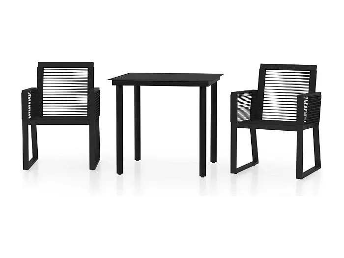 Wendell Juego de comedor para jardín 3 piezas negro