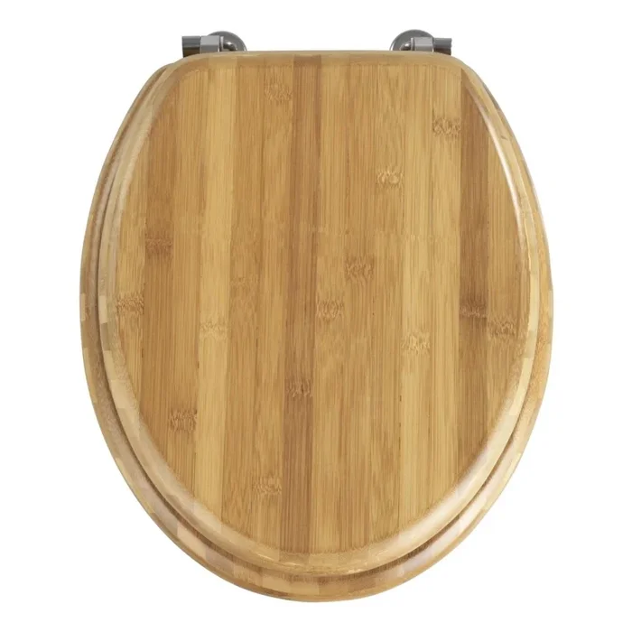 WENKO 144726100 – Asiento de inodoro BAMBOO 34×41 cm marrón/plateado